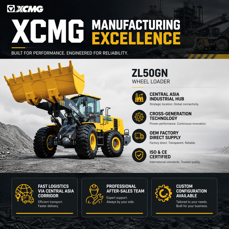 XCMG ZL50GN Carregador de rodas frontal de 5 toneladas 3.2m3 Construção de baldes Carregador pesado