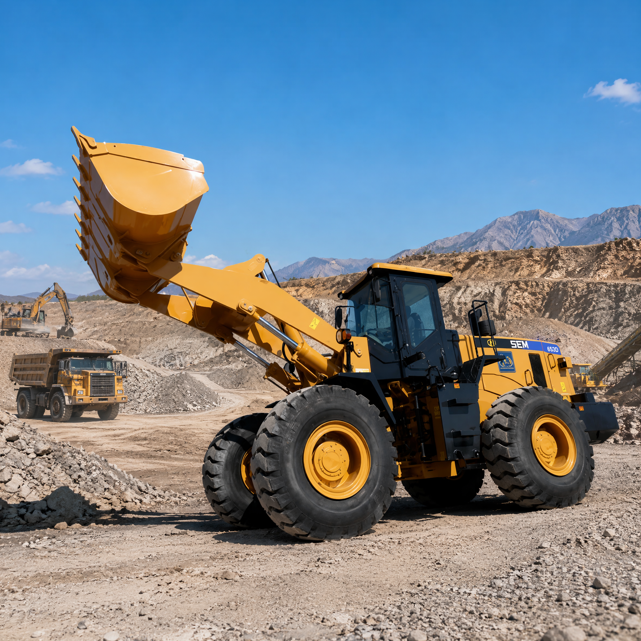 Carregadeira de Rodas para Construção Pesada, Design Seguro, Carregadeira Frontal de Fácil Manutenção para Obras de Mineração e Construção