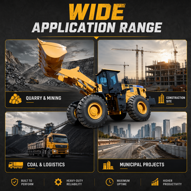 Carregadeira de Rodas para Construção Pesada, Design Seguro, Carregadeira Frontal de Fácil Manutenção para Obras de Mineração e Construção