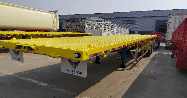 Semirreboque de plataforma reta de 12,5 metros e 3 eixos com viga reta personalizada de fábrica, reboque de carga de contêiner para serviço pesado para venda
